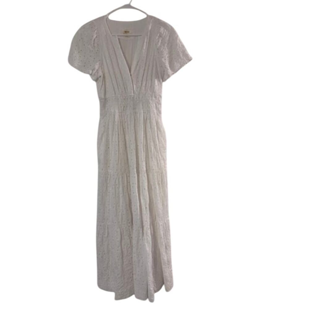 Maeve by Anthropologie White Eyelet Maxi Dress XS Boho Cottagecore